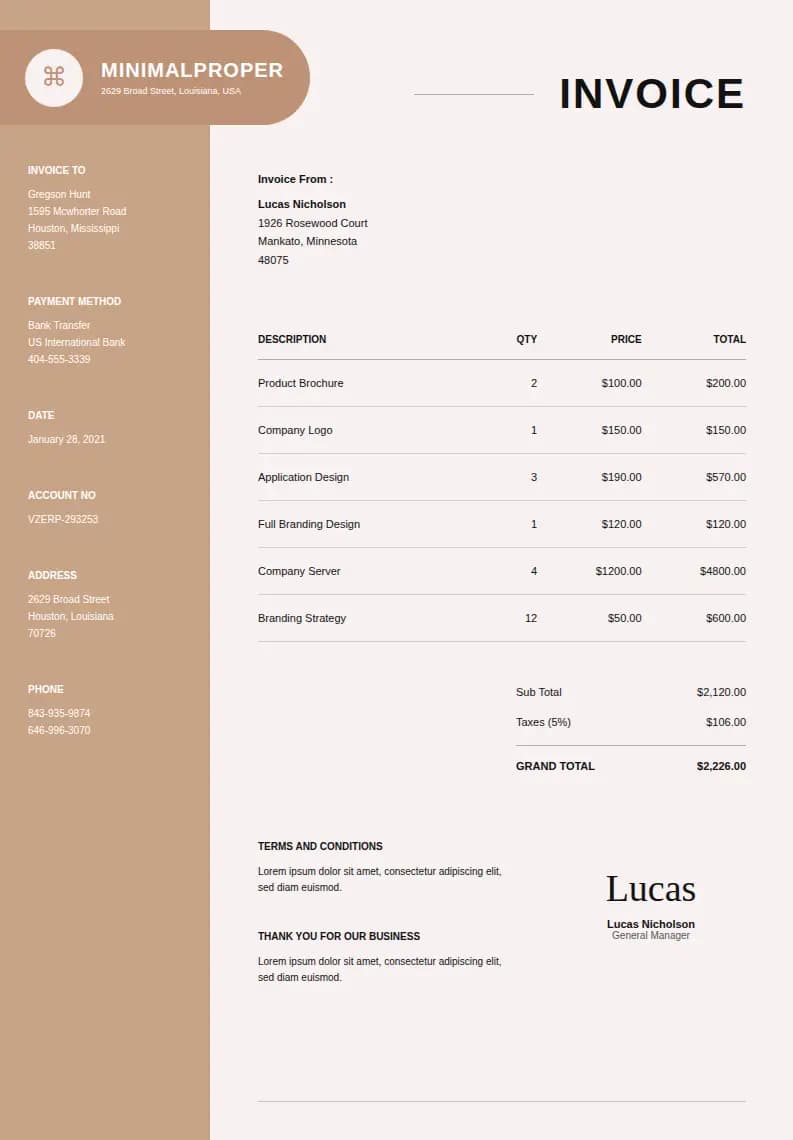Premium Template 2 invoice template preview